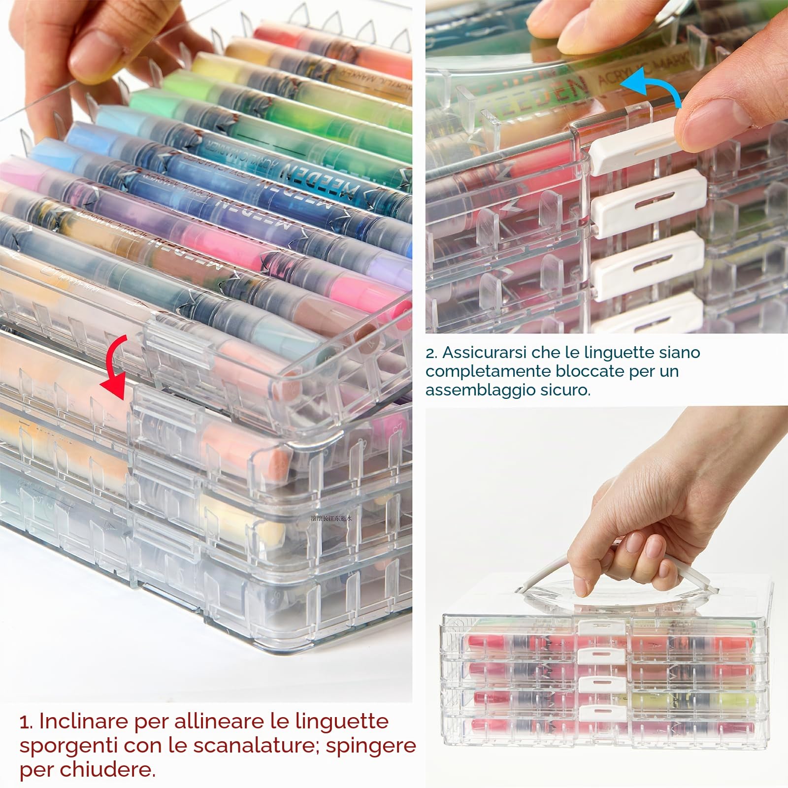 MEEDEN Pennarelli acrilici a doppia punta: 96 colori/48 pennarelli acrilici con controllo automatico dell'inchiostro per forniture artistiche, penne ad asciugatura rapida per roccia, legno, tela