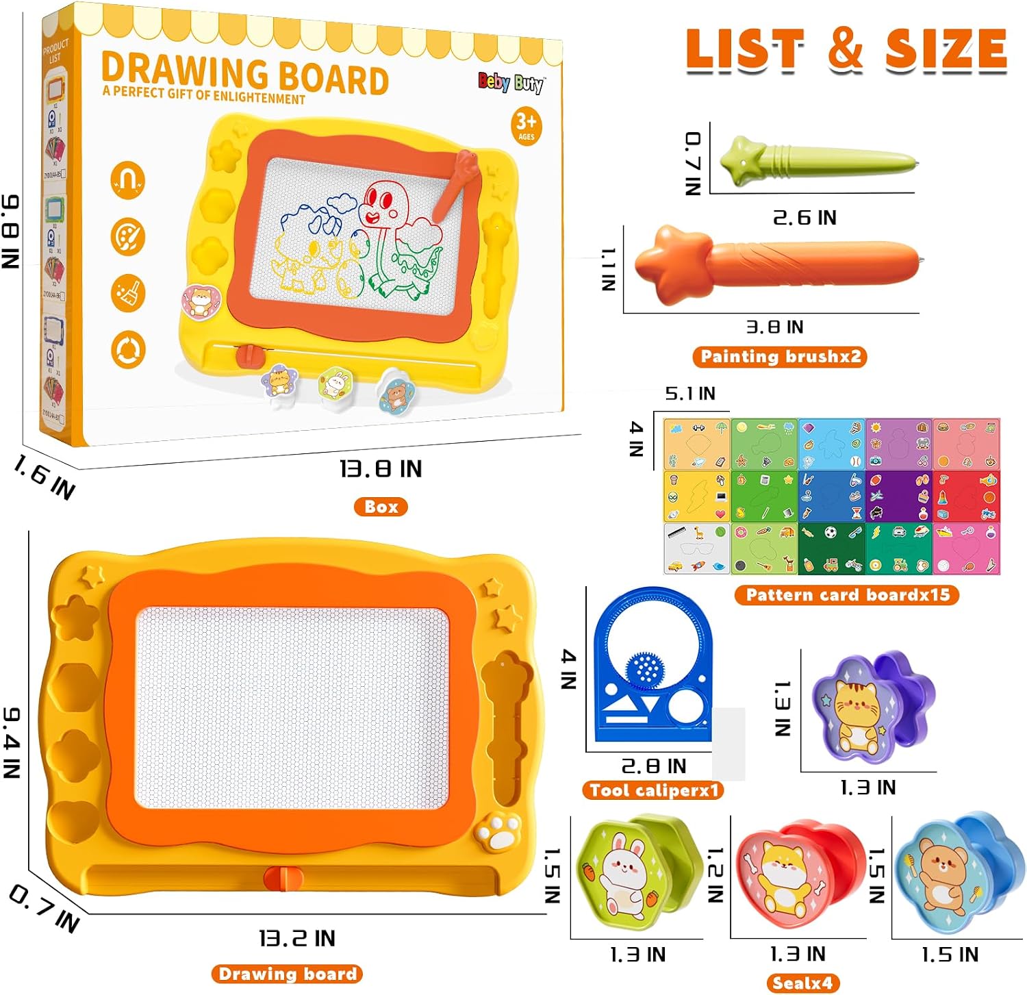 Large Magnetic Drawing Board for Toddlers, Magnetic Doodle Board for Kids, Etch A Sketch Magnet Erasable Writing Pad, Preschool Education Travel Toys for Kids Boys Girls Age 3 4 5 6 7 8 Years Old