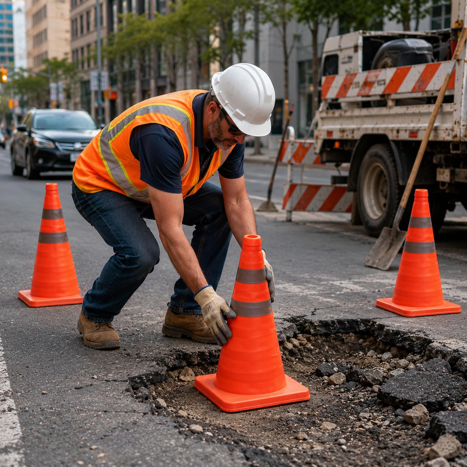 4 Pièces Cônes De Sécurité Pliables 45cm Cônes De Signalisation, Cône D'avertissement Réfléchissant Cône De Trafic Pliable Cônes De Sécurité Für Régulation du Trafic Et Chantiers Orange