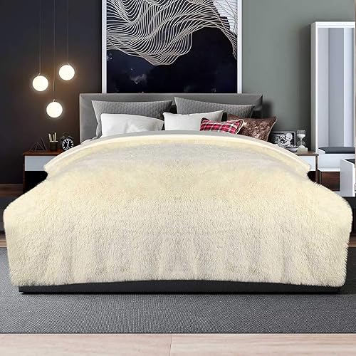 Lvylov - Manta suave de piel sintética de 50 x 60 pulgadas, decorativa y acogedora manta larga y esponjosa, de doble capa, cómoda y elegante, para