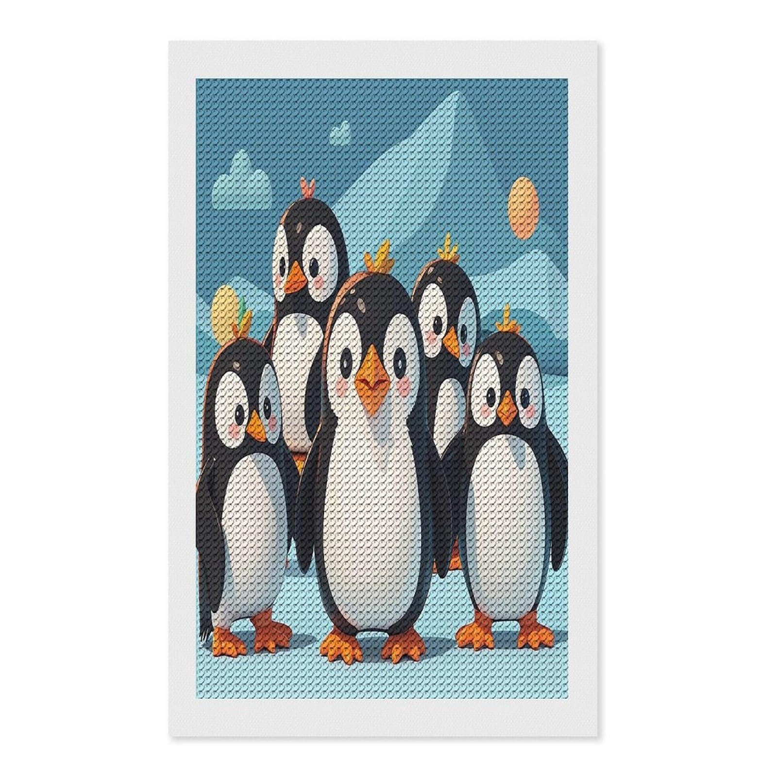FekiLoot Cute Penguins Diamond Painting Kits for Beginners DIY Diamond Art Kits for Adults Full Drill Round Diamond Dot Gem Art Painting Fun DIY Crafts for Home Kitchen Wall Decor Gift 12"x20"
