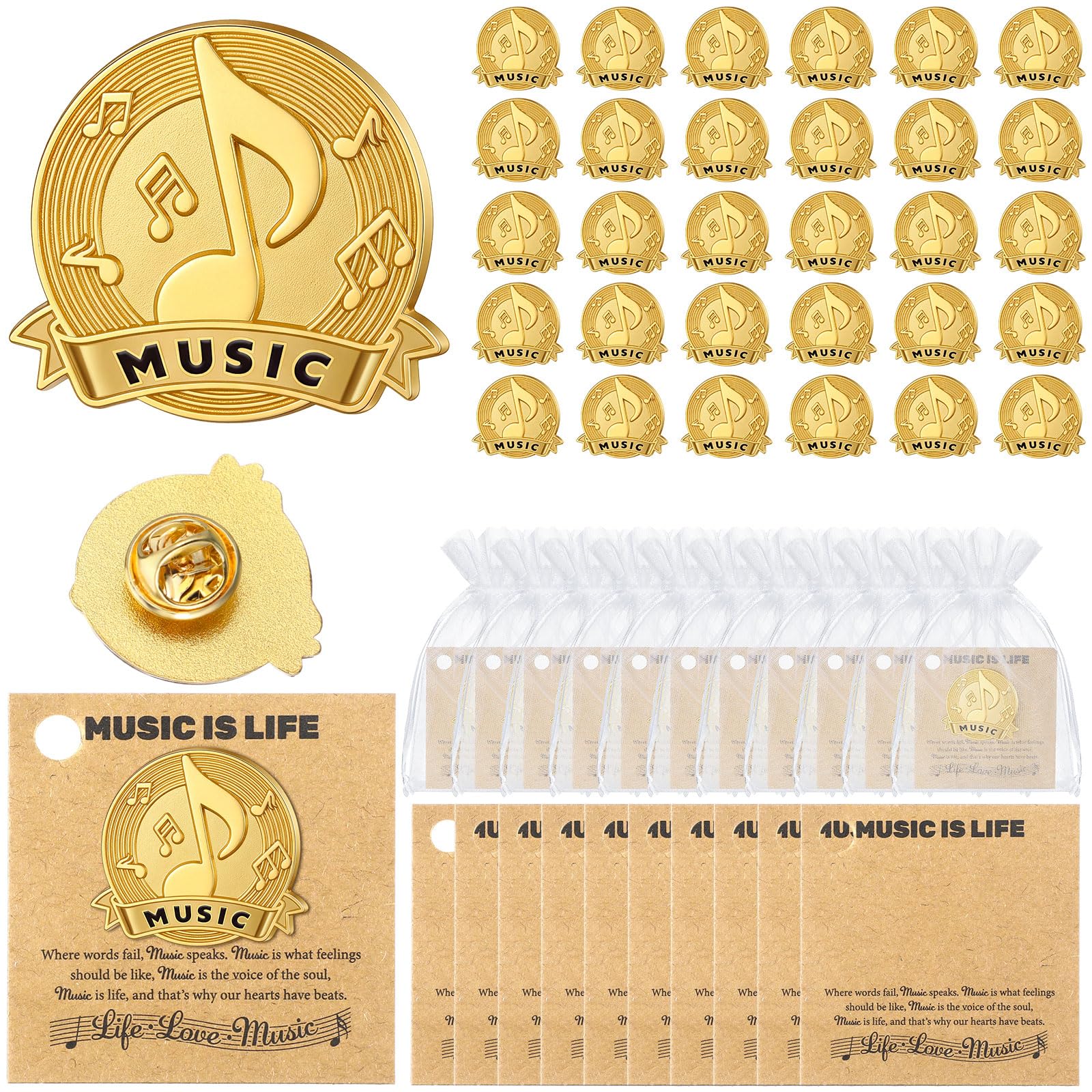 Liliaafar 30 Pcs Music Note Lapel Pins Chorus Musical Note Band Gifts Bulk