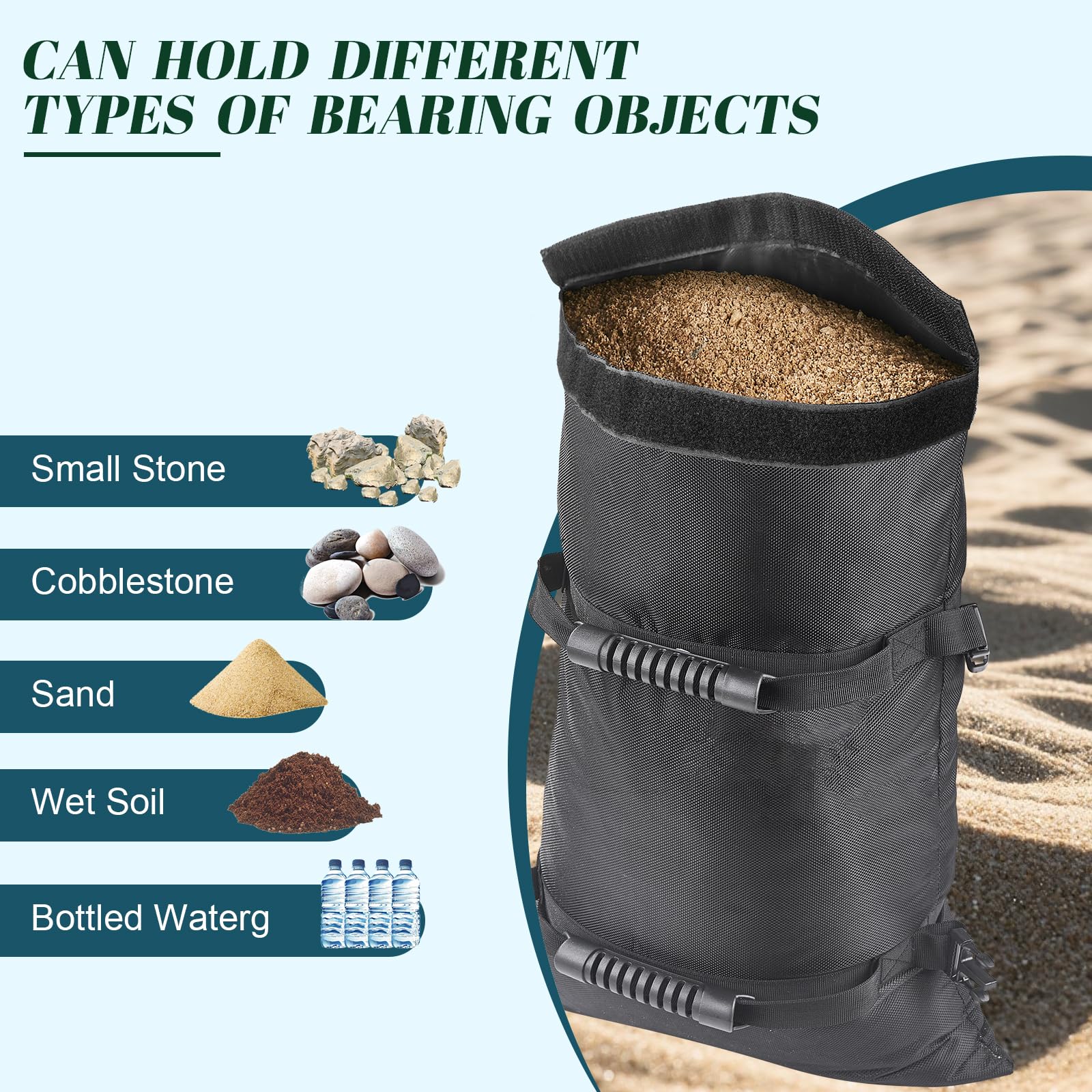 Sandsack-Gewicht für Schirmständer, 2 x 20,4 kg, für den Außenbereich, befüllbare Gewichte, Sandsäcke für freischwingende, versetzte Terrassenschirmständer, Deck, Pool (ohne Sand)