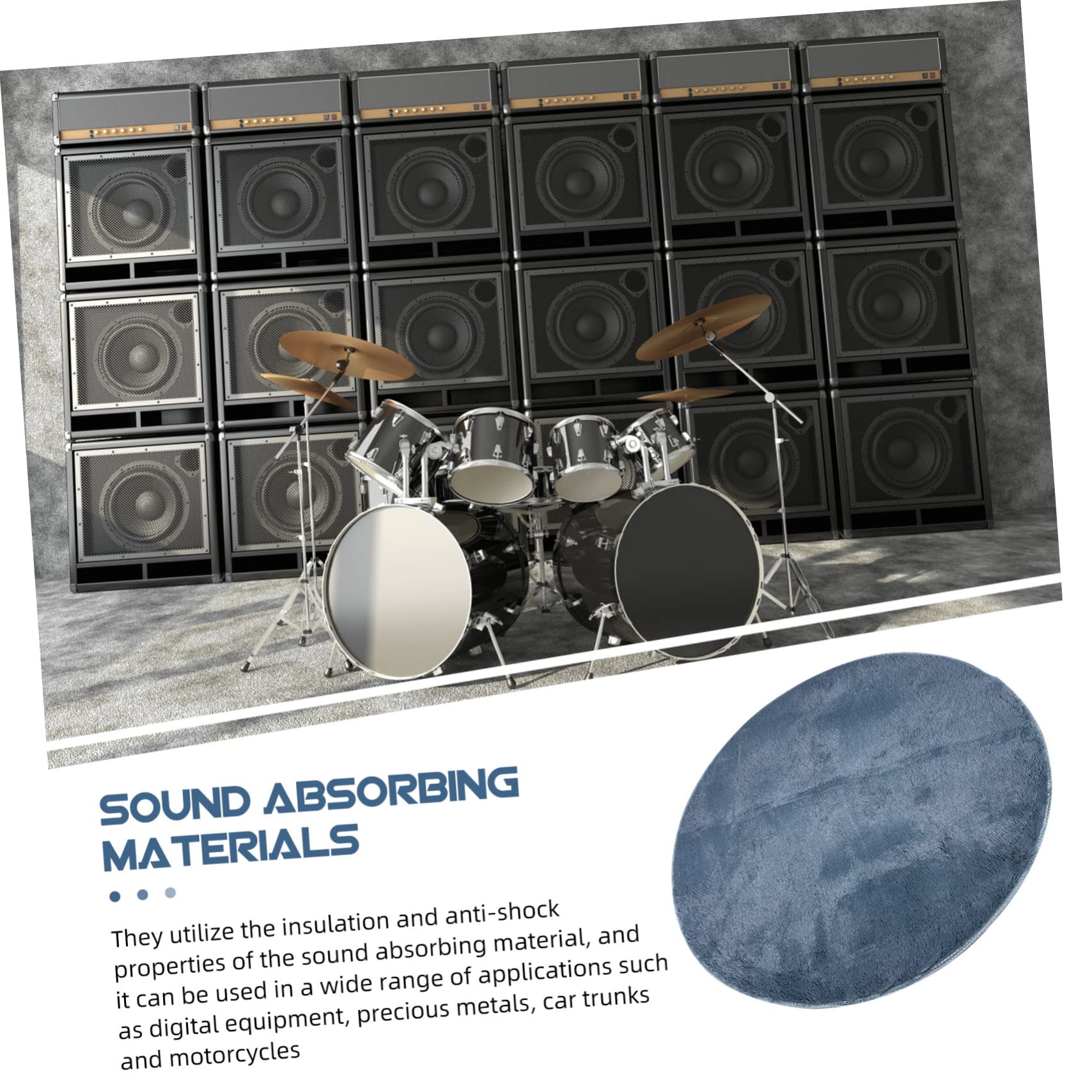 rutschfeste Drum Matte aus Polyester und Plüsch für Schlagzeug mit Schallschutz und Echoverminderung für Kontrollräume und Büros 1,2 Meter Groß