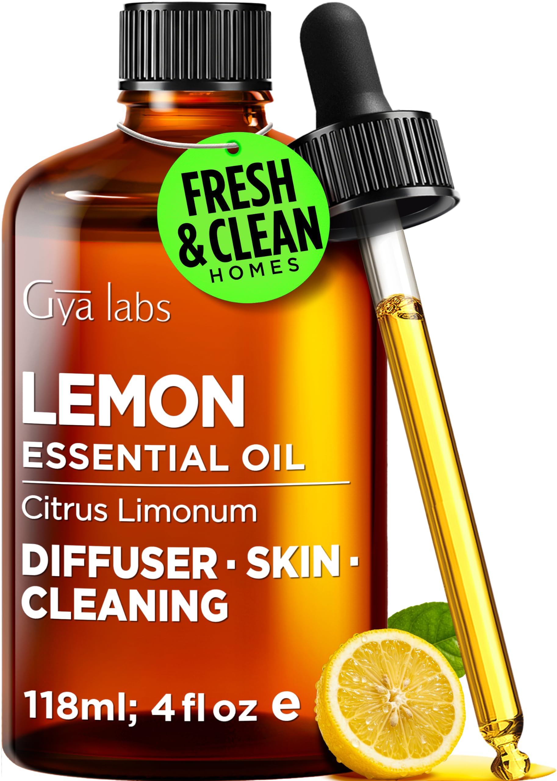 Lemon Essential Oil for Skin, Hair &amp; Diffuser - 4 Fl Oz