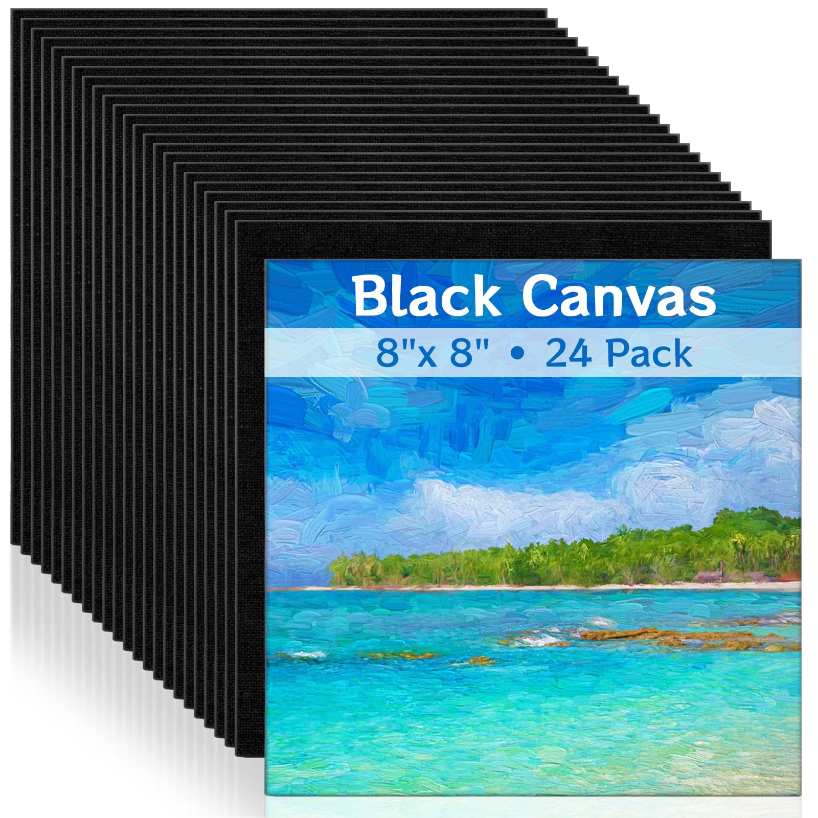 Toiles noires 20x20 cm par 24 pour peinture acrylique et huile