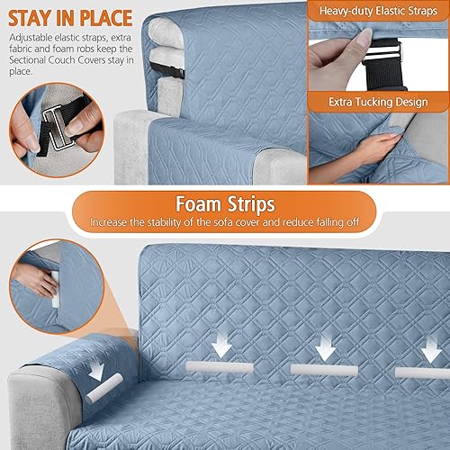 Miniatura 5 de Fundas de sofá modulares mejoradas, 100 % impermeables, en forma de L, reversible, para sofá seccional, funda protectora para mascotas, perros,