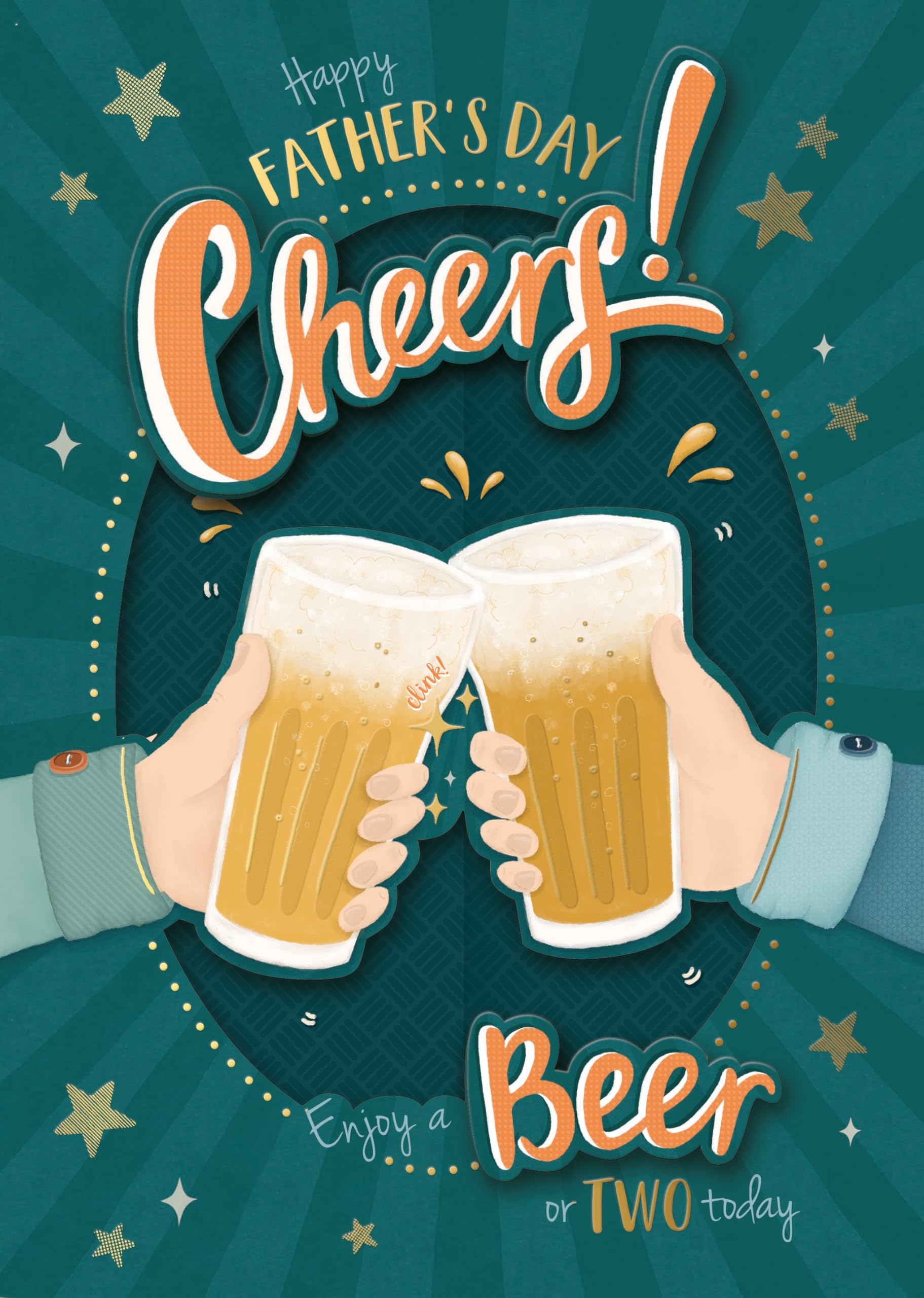 Wishing Well Fold Out Cheers Beer Father's Day Card, 7 x 10 inches