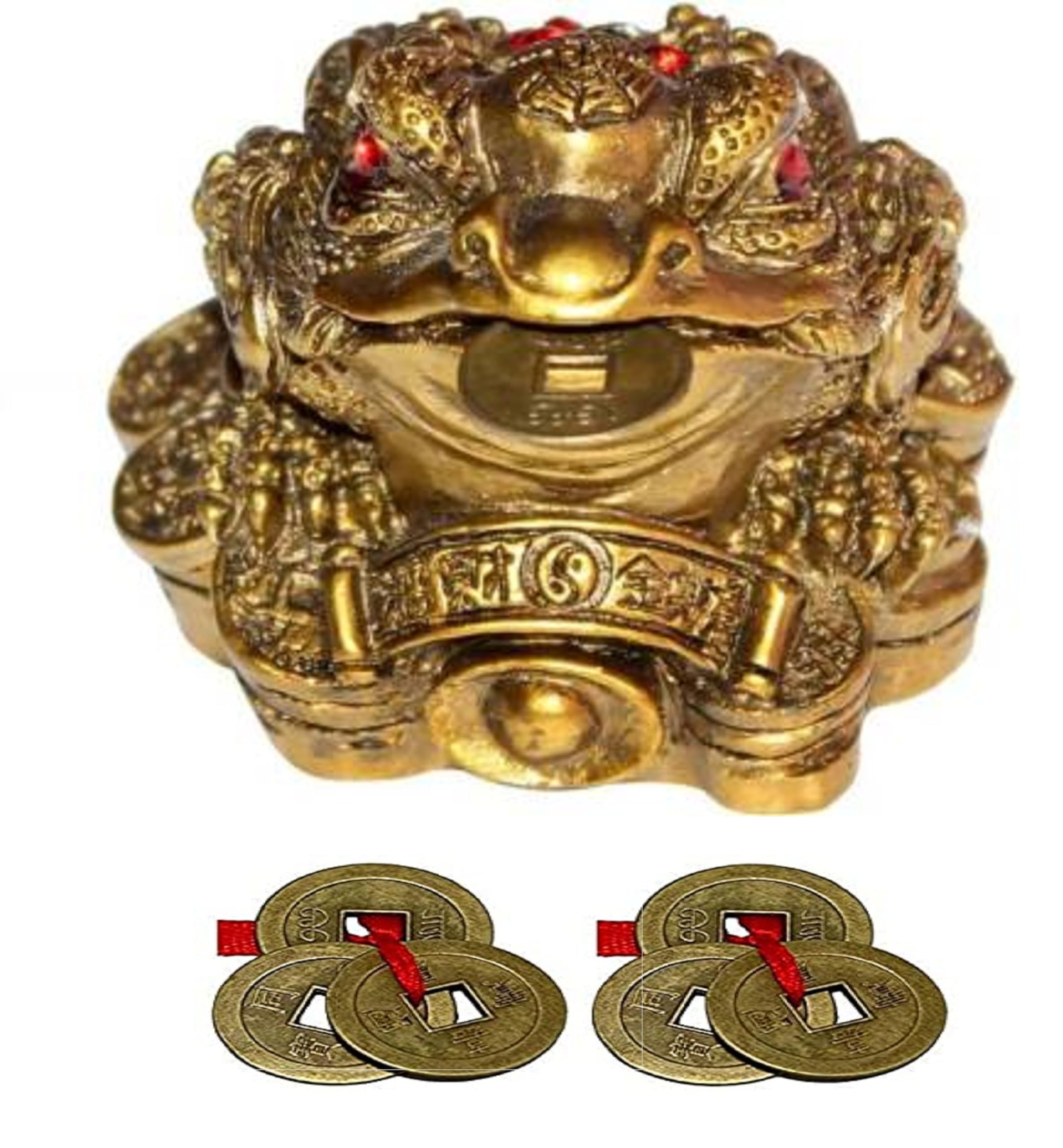 Three Legged Frog with Coin for Wealth and Happiness with 2 Coin Set Decorative Showpiece