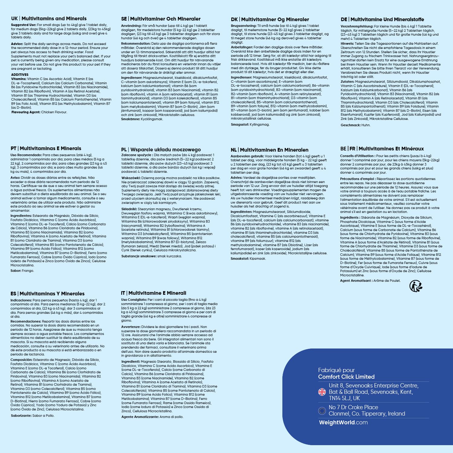 Multivitamines et Minéraux Chien 365 Comprimés - 12 Vitamine pour Chien avec 6 Minéraux, Goût Poulet - Vitamine C, D, B, A, E, Calcium, Fer, Zinc, Cuivre, Sodium, Iode - pour Toutes Tailles et Races