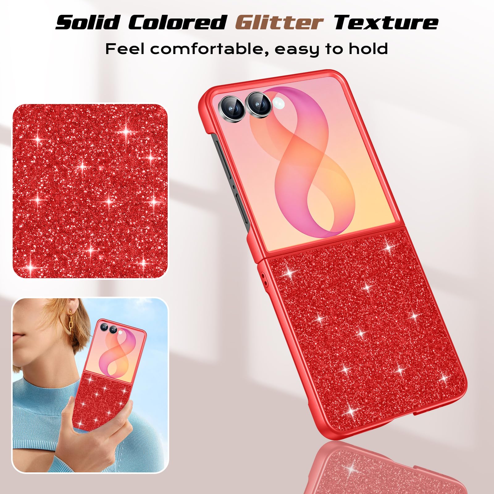 Coque de protection pour Samsung Galaxy Z Flip 8 à paillettes (rouge)