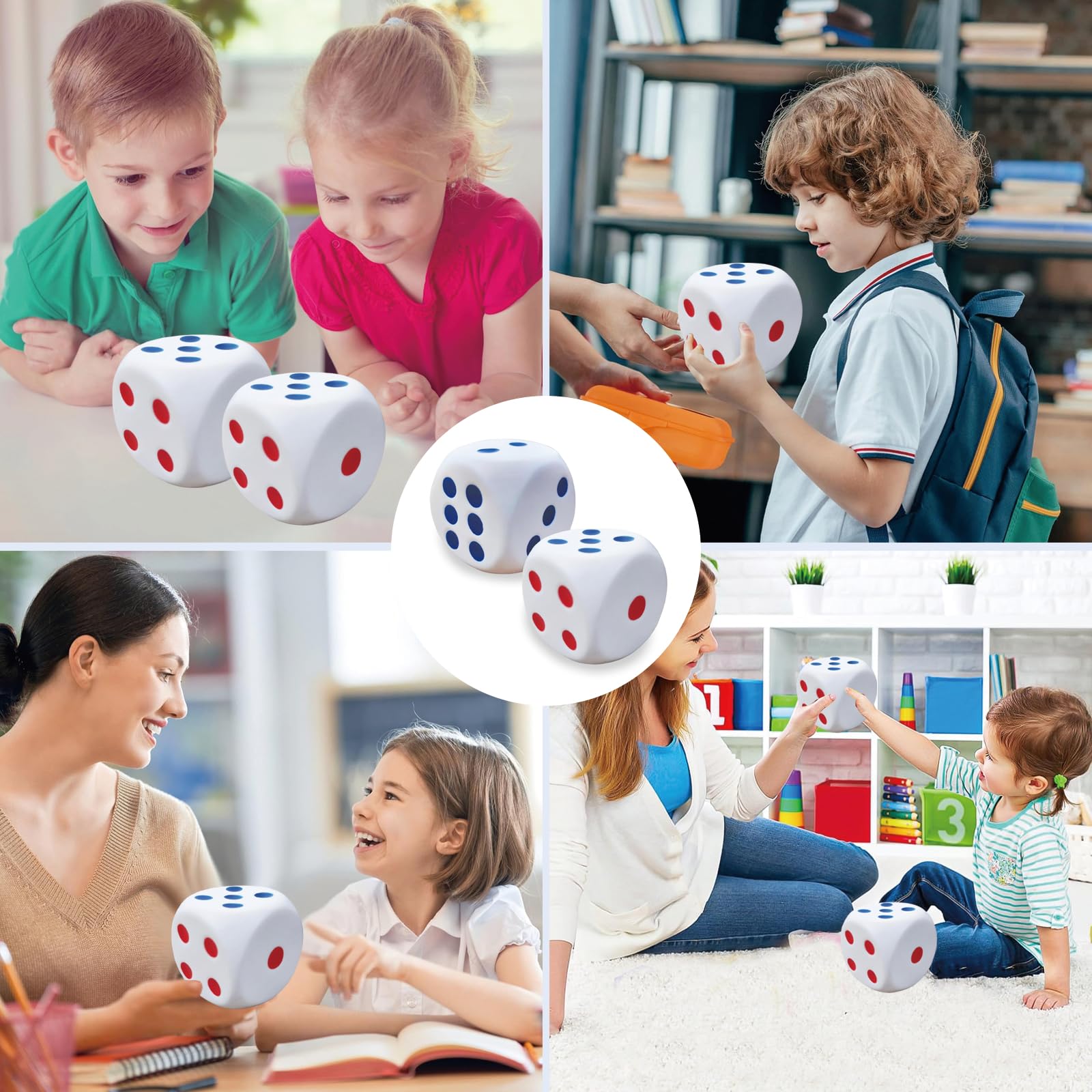 2 Pcs Giant 7cm Foam Dice – Jumbo Squishy Fidget Toys For Stress Relief, Math Games & Party Fun