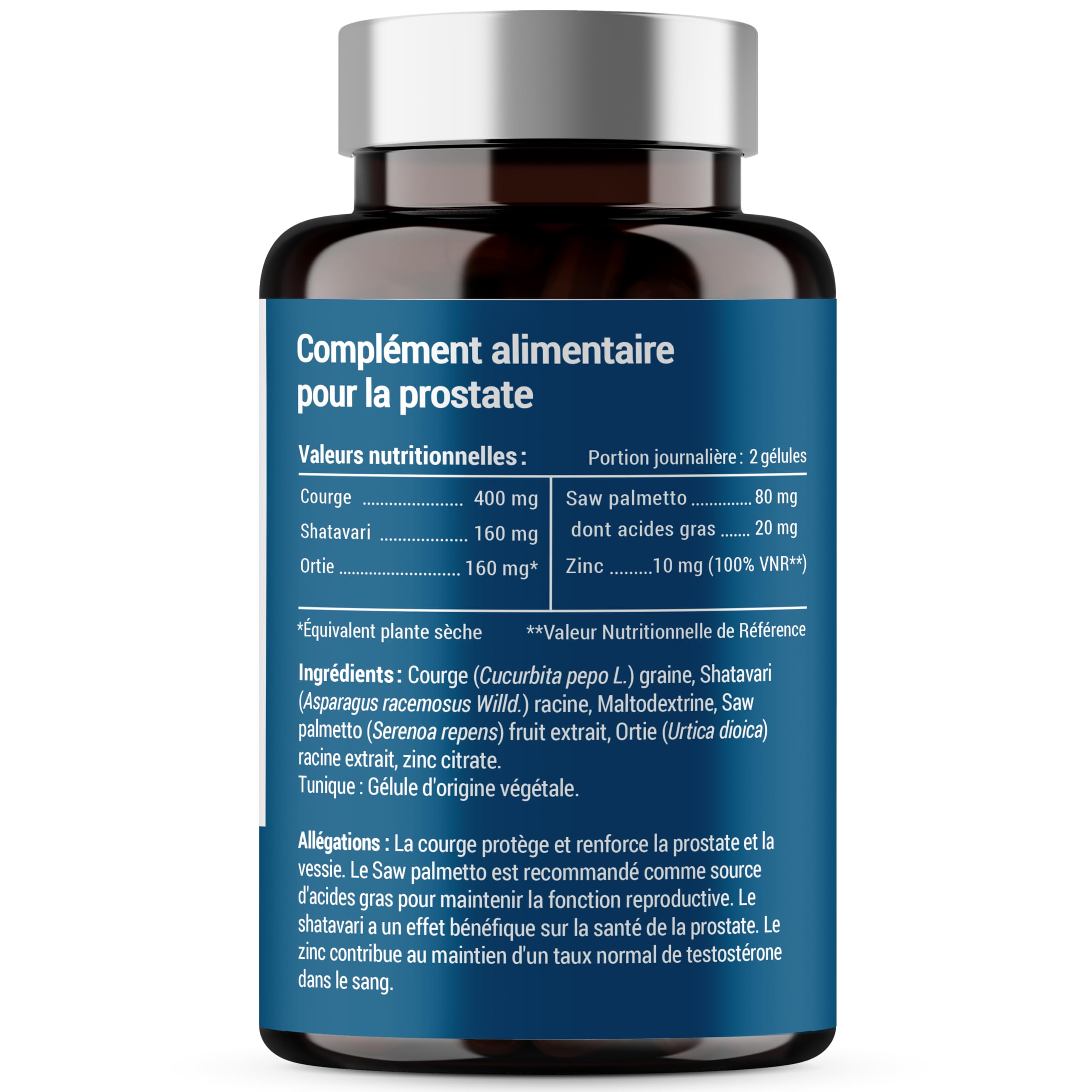 FORMULE PROSTATE | Courge, Saw Palmetto, Ortie, Shatavari | Rétention, Débit, Fréquence | 60 Gélules | Fabriqué en France | Complement alimentaire