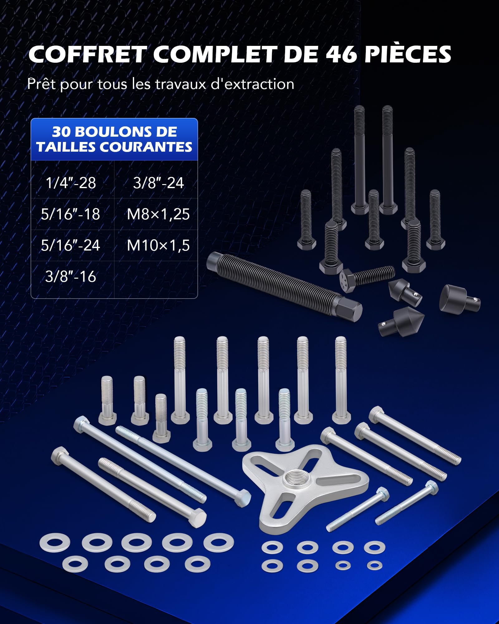 Orion Motor Tech Arrache Volant Magnétique 49 Pièces, Kit d'Arrache Volant pour Équilibreur Harmonique, Volant Moteur et Poulie de Vilebrequin, Extracteur de Poulie Universel