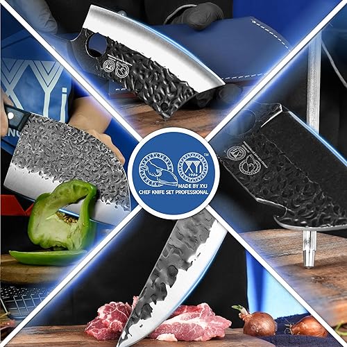 Miniatura 4 de Auténtico XYJ desde 1986 juego de 8 cuchillos de chef de camping con bolsa de rollo vaina cuchillo de carne de verduras cuchillo de deshuesar serbio