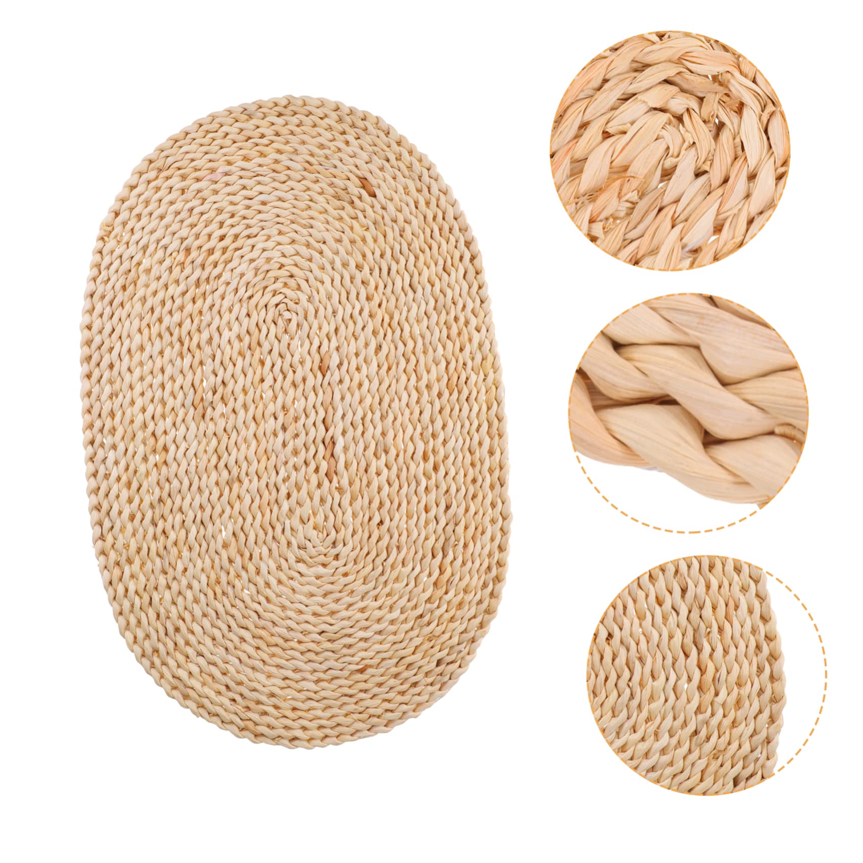 Mikinona 3st Stroh Isolierung Tischset Isolierte Topfmatte Stroh Geflochtenes Tischset Ovales Tischdecke Oval Rustikale s Matte - Getrocknete Maisschalen