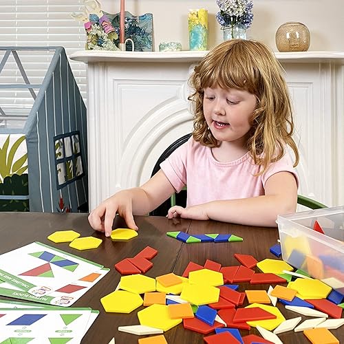 Miniatura 6 de Kids First Math Kit de matemáticas de bloques de patrones con tarjetas de actividad  250 bloques geométricos de plástico coloridos  Explora