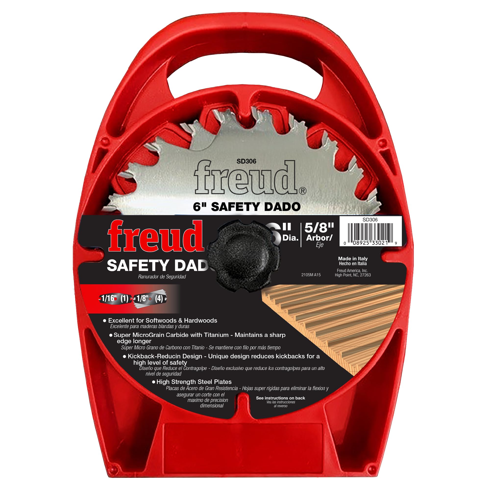 Freud 6" Safety Dado Sets with TiCo Hi-Density Carbide for Maximum Performance - 18 Teeth, Ideal for Cutting Slots & Grooves, Silver I.C.E. Coating,