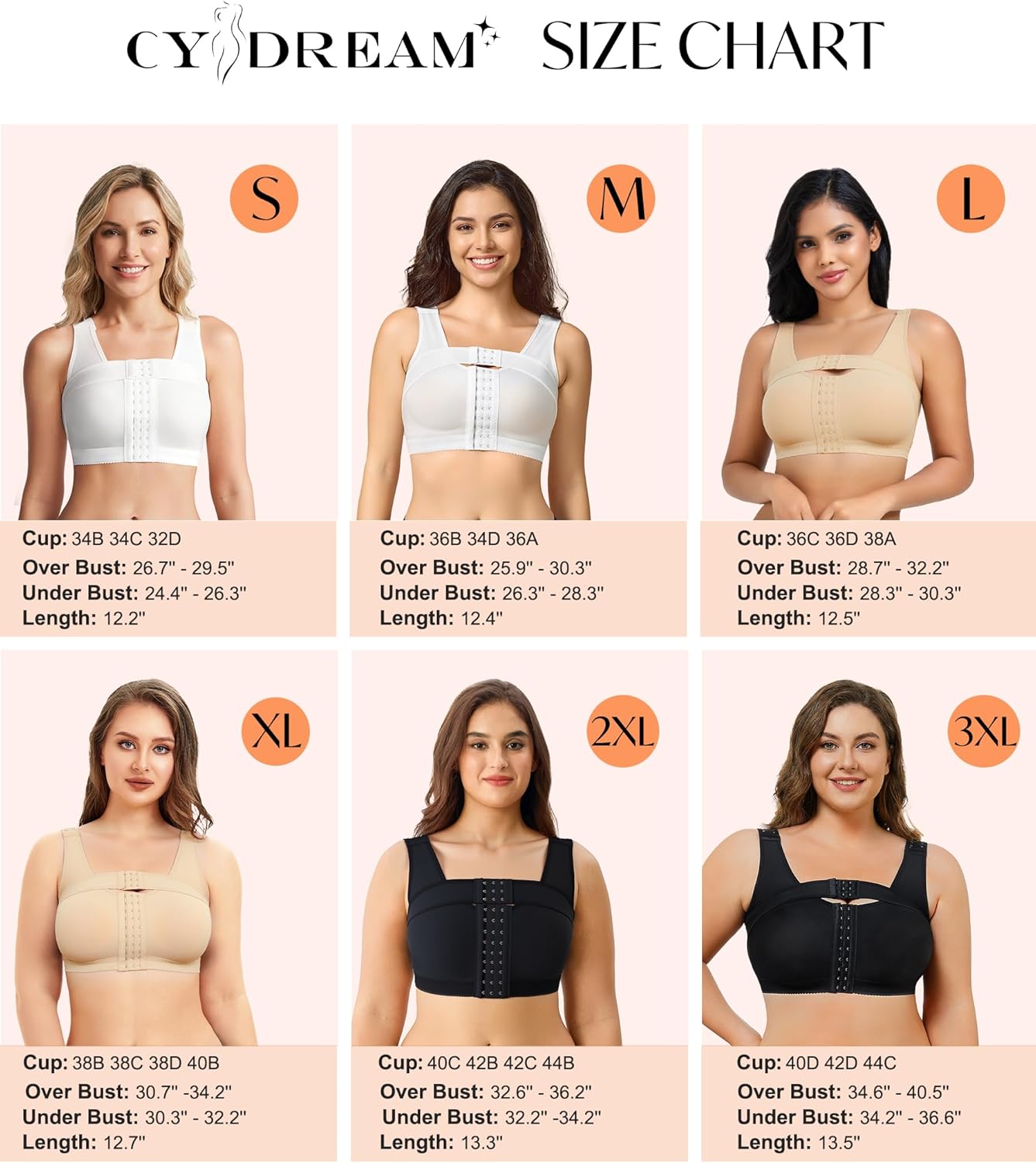 CYDREAM Front Closure Wireless Bras for Women No Underwire Full Coverage Post Surgery Compression Support Band Back Smoothing - Image 6
