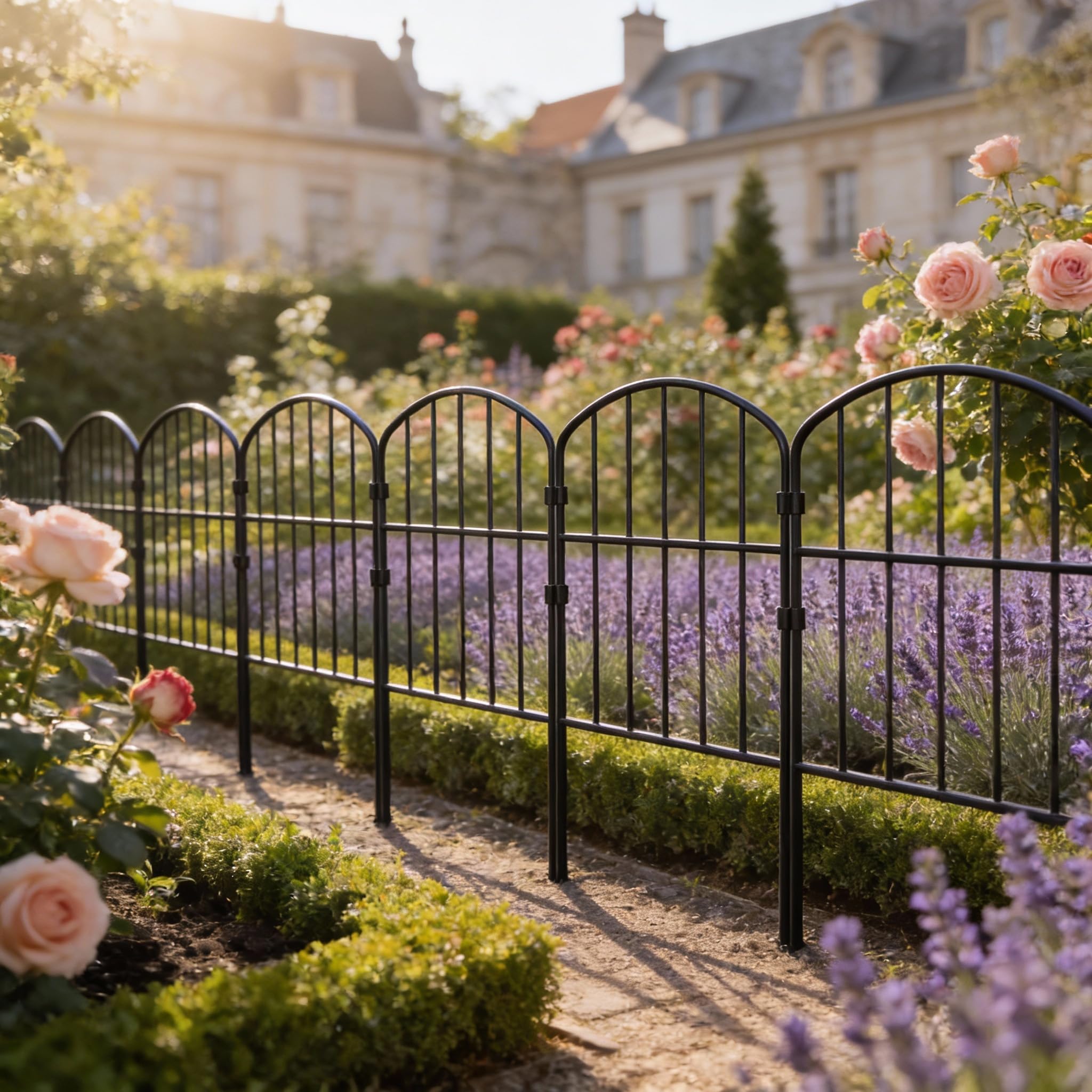 UISEBRT 25 recinzioni decorative da giardino in metallo antiruggine, recinzione a innesto senza scavare, recinzione in metallo, recinzione per animali, recinzione per aiuole da innestare, piccola