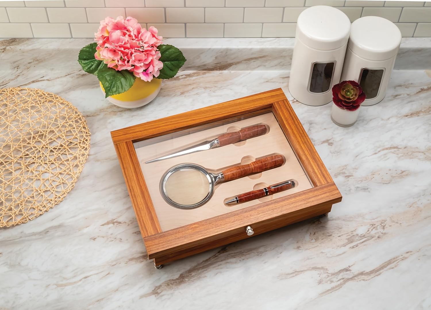 Rockler Magnifying Glass Turning Kit – Chrome Frame Durable Wood Turning Projects Kit – DIY Wooden Magnifying Glass for Crafts & Gifts – Perfect 2X Magnifiers for Reading & Close Work