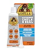 Gorilla 100% Silicone Caulk, Waterproof Sealant, 2.8oz Squeeze Tube (Pack of 1) – Clear -10 Year Mold Resistant Kitchen, Window, Bath, Marine, Door and More