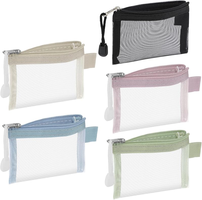 WLLHYF Pacote com 5 necessaires de malha com zíper, 11,5 x 8 cm, nylon, cores variadas
