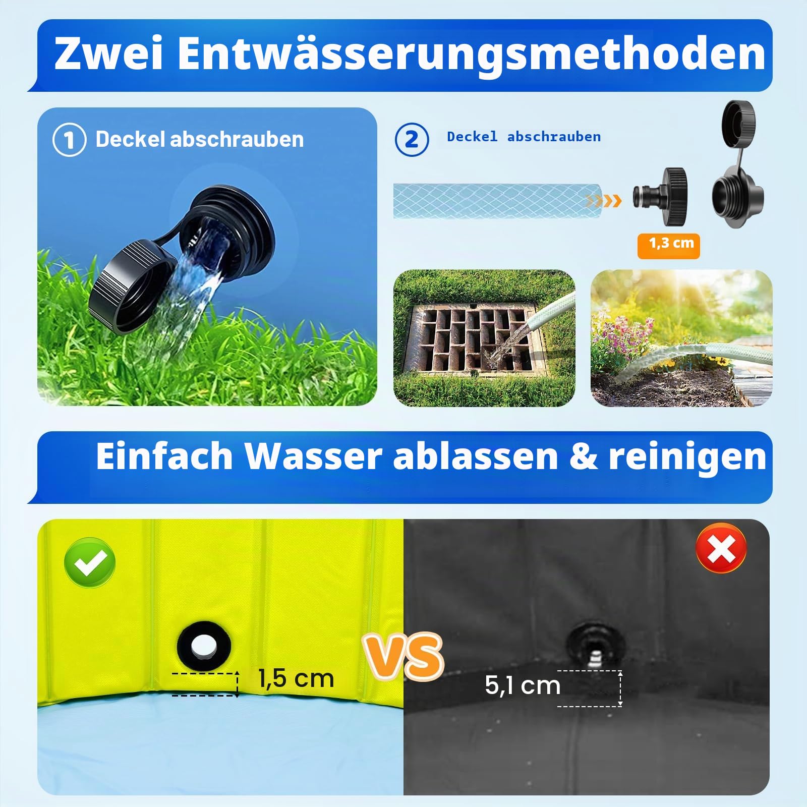 COZII Hundepool 160 x 30cm faltbare Hundebadewanne Planschbecken für Hunde Kinder rutschfest PVC mit Badebürste