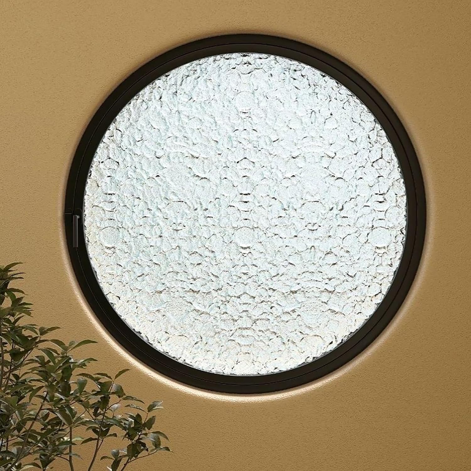 Round Rotating Glass Porthole Window with Sun-Protection Film & Gloves, 55cm (21.6in) Black Round Opening Portlight for Boats, Marine, RV, Home Decor