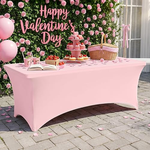 Miniatura 96 de Smiry Paquete de 2 manteles de elastano de 6 pies, elásticos ajustables, lavables y sin arrugas, rectangulares para mesa de patio, para exteriores,