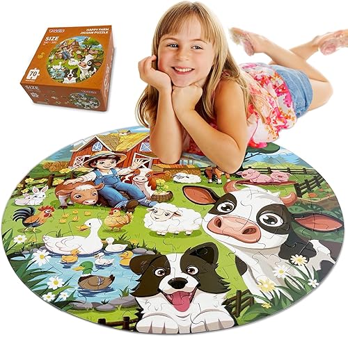 Miniatura 7 de Rompecabezas para niños de 4 a 6 años con planetas del sistema solar, 70 piezas redondas grandes rompecabezas de piso para niños de 3, 4, 5, 6, 7, 8