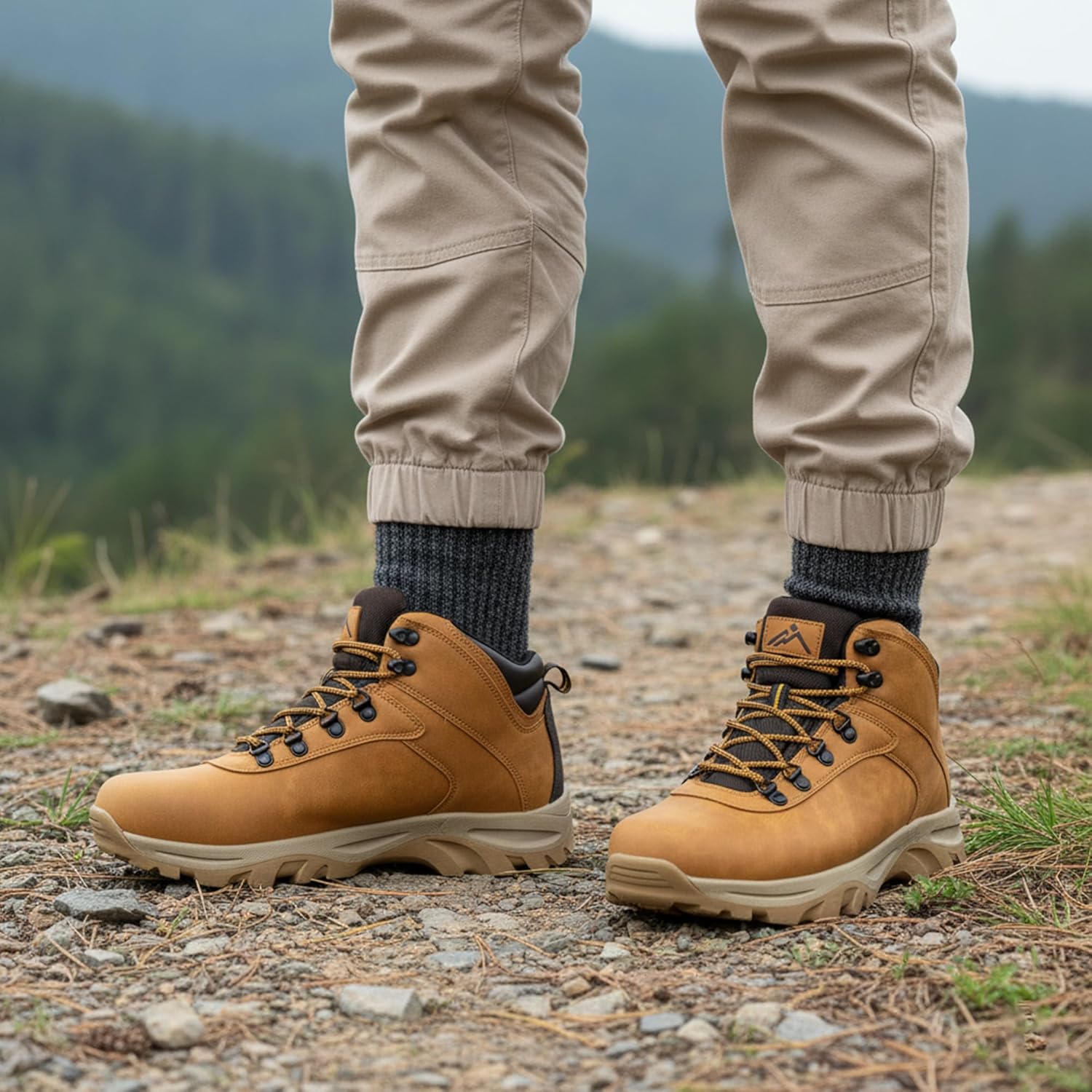 CC-Los Men's Waterproof Hiking Boots - Soft Toe Slip-Resistant with Cushioned Midsole Size 7-13.5
