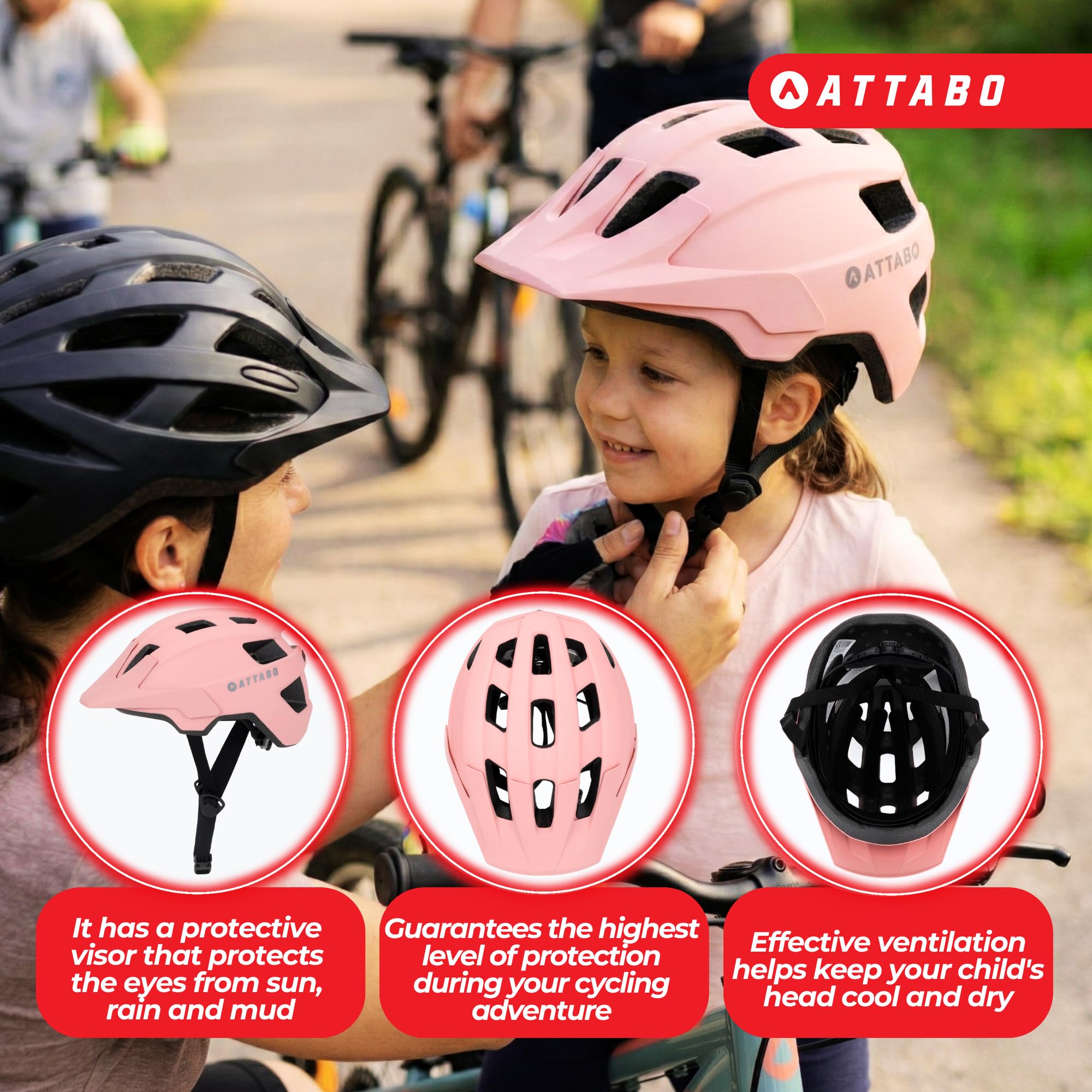 ATTABO Casco de Bicicleta Khola para Niños Talla S Casco de Bicicleta Infantil con Tecnología In-Mold con 17 Orificios de Ventilación Rueda de Ajuste Material PC Duradero Azul|Violeta