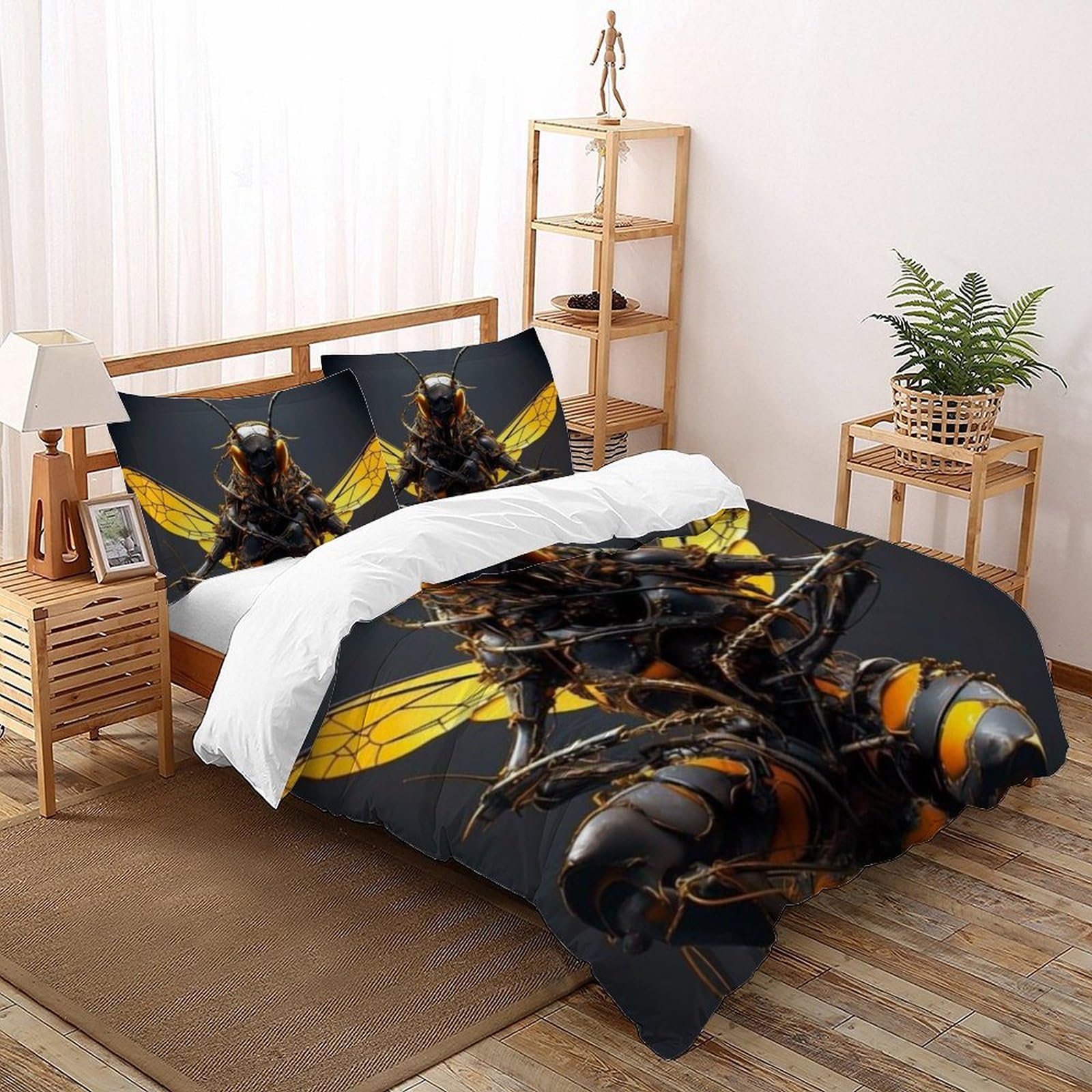 Housse de couette animaux 3D microfibre super king 260x220cm entretien facile fermeture éclair