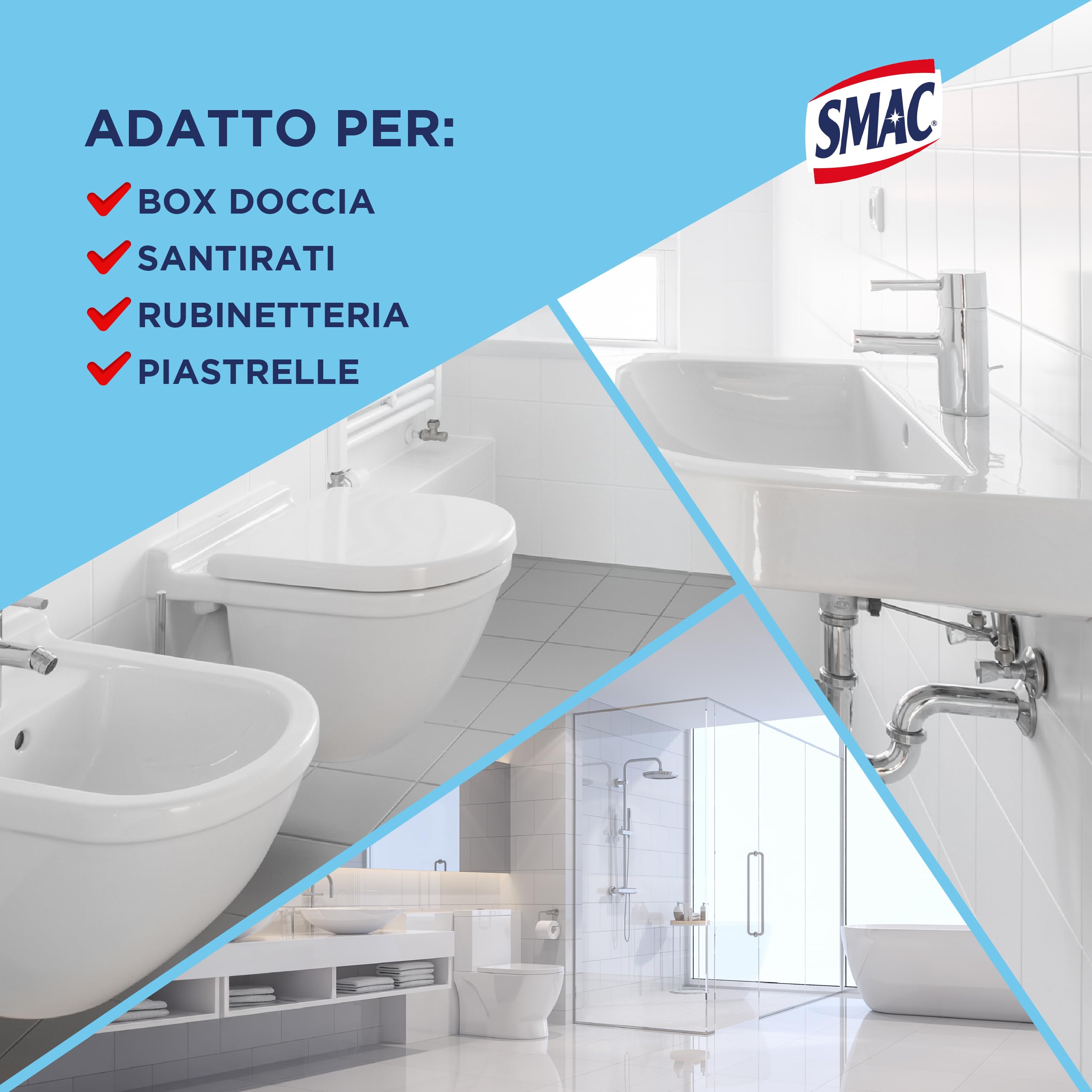Smac - Scioglicalcare Gel, Detergente Anticalcare Bagno, Azione Igienizzante e Brillantezza, 500 ml x 20 Pezzi