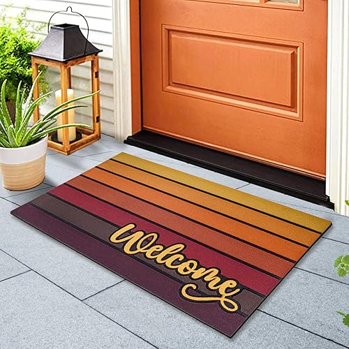 Miniatura 7 de Bulijojo Tapete para puerta de entrada, color naranja atardecer, grande, de 17 x 30 pulgadas, tapete de entrada para puerta delantera, resistente al
