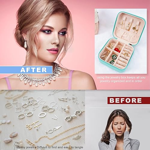 Miniatura 4 de Pequeñas cajas de joyería de viaje, organizador de joyas portátil, cajas de almacenamiento para aretes, anillos, collares, cajas de joyería