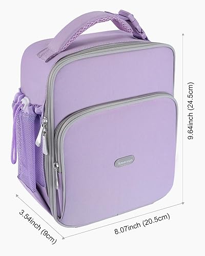 Miniatura 3 de Amersun LB018-LP - Lonchera para niños con esponja aislada de 0.315 pulgadas y soporte para botella de agua, mantiene la comida caliente y fría,