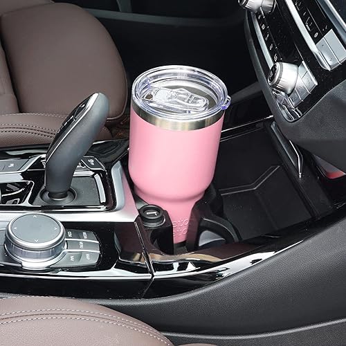 Miniatura 6 de WETOWETO Vaso de acero inoxidable de 30 onzas con aislamiento al vacío con asa taza de café al vacío de doble pared para bebidas calientes y frías