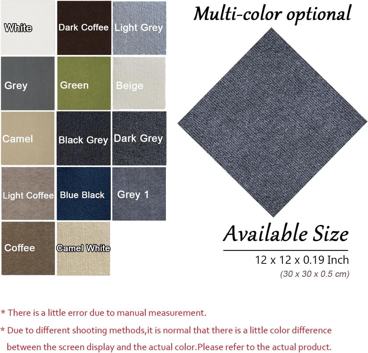 Dalles de Moquette Autocollantes pour la Maison, 9 Dalles Multifonctions, antidérapantes, lavables, à décoller et Coller, insonorisantes, 30 x 30 cm (Vertes)