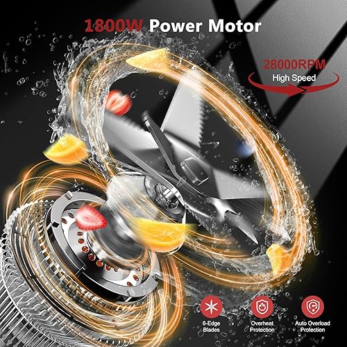 Miniatura 3 de Licuadora para batidos con motor de 1800 W, potentes licuadoras de encimera para cocina, 70 onzas, gran capacidad, licuadora y molinillo para