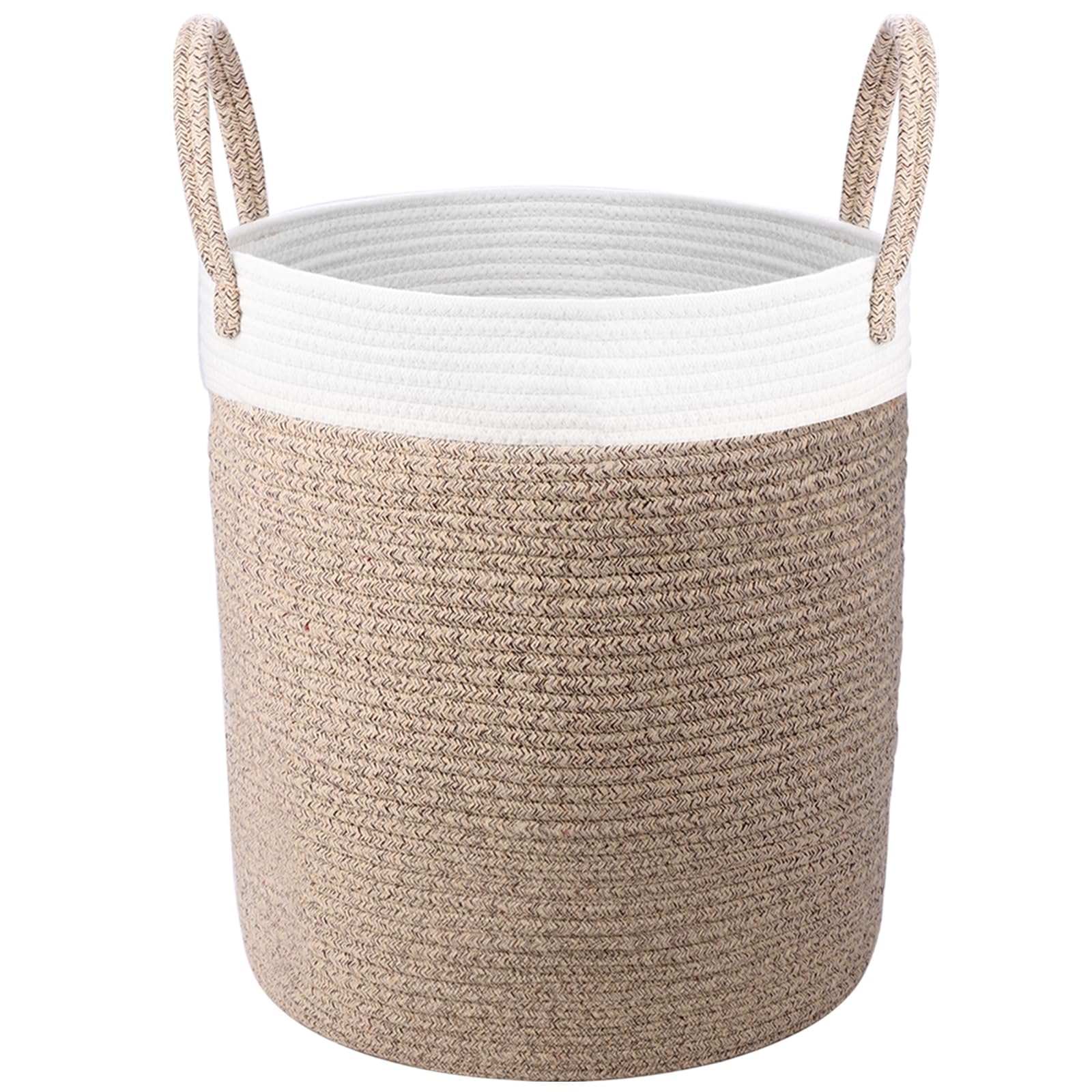 Mardiko Beige 40L Woven Laundry Basket, Cotton Rope Storage Basket,