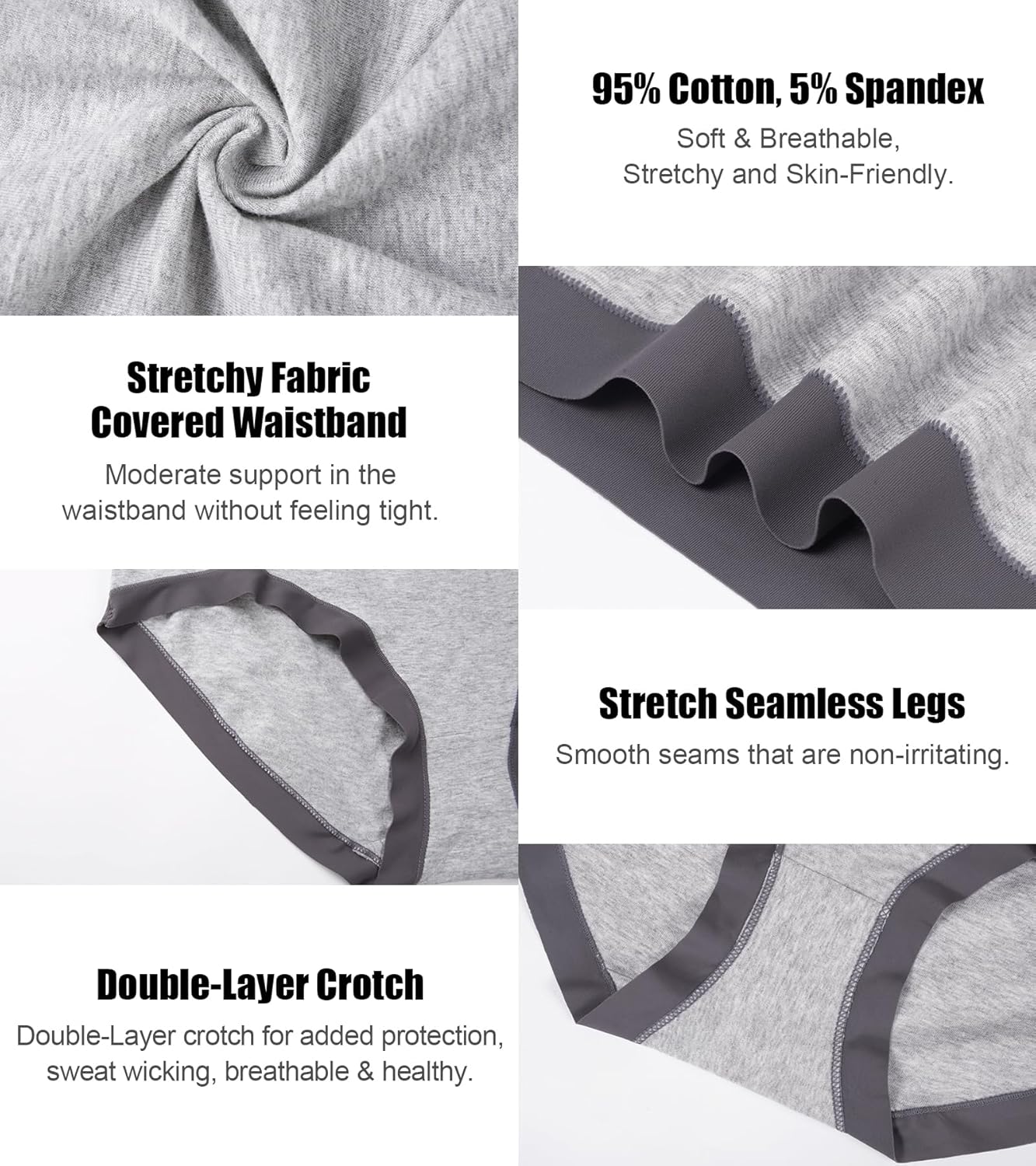 ASIMOON Women's High Waisted Cotton Underwear Tummy Control Panties Soft Full Coverage Ladies Briefs - Image 6