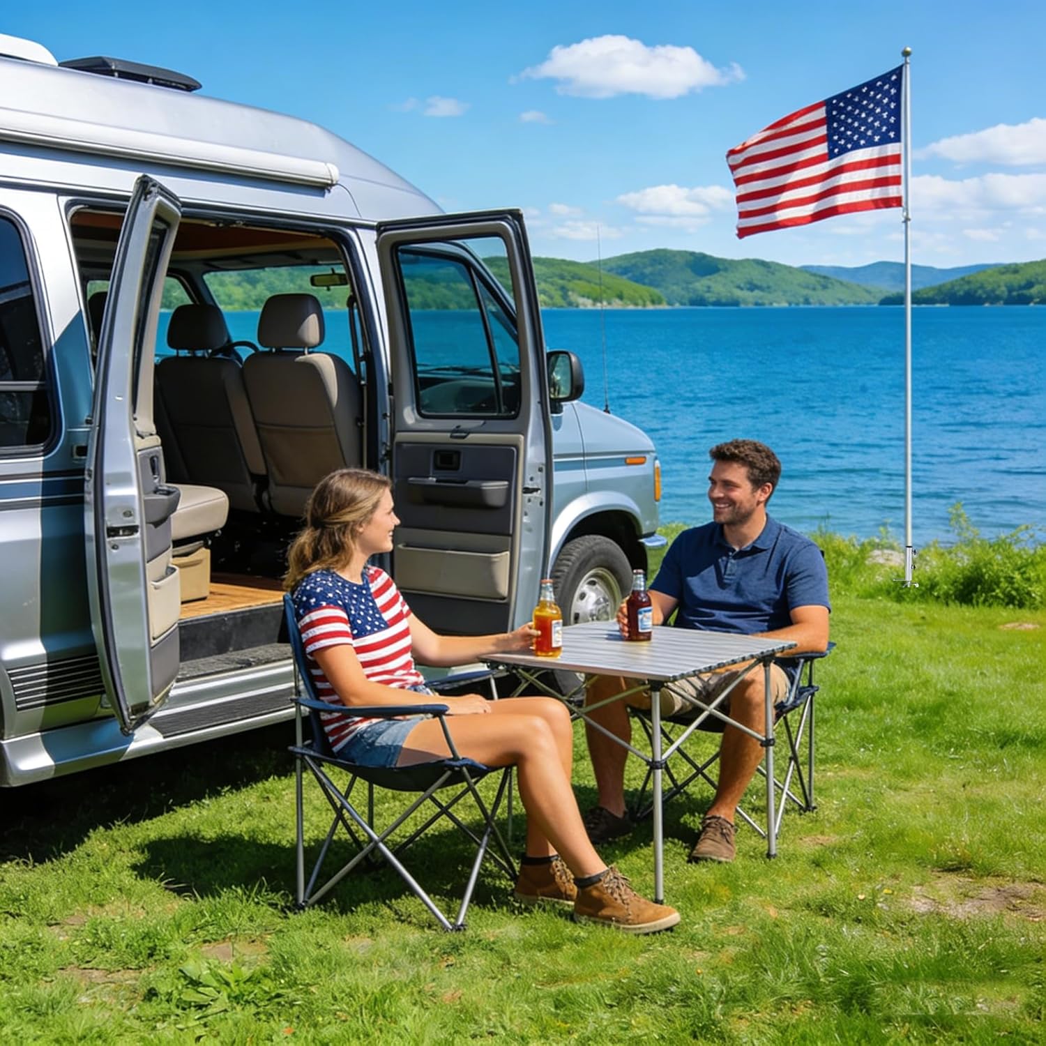 Flag Pole Ground Stake Holder, Heavy Duty Metal, 1.49 inch Diameter Mount, Adjustable Ground Mount for Portable Flagpole (Diamond) - Image 4