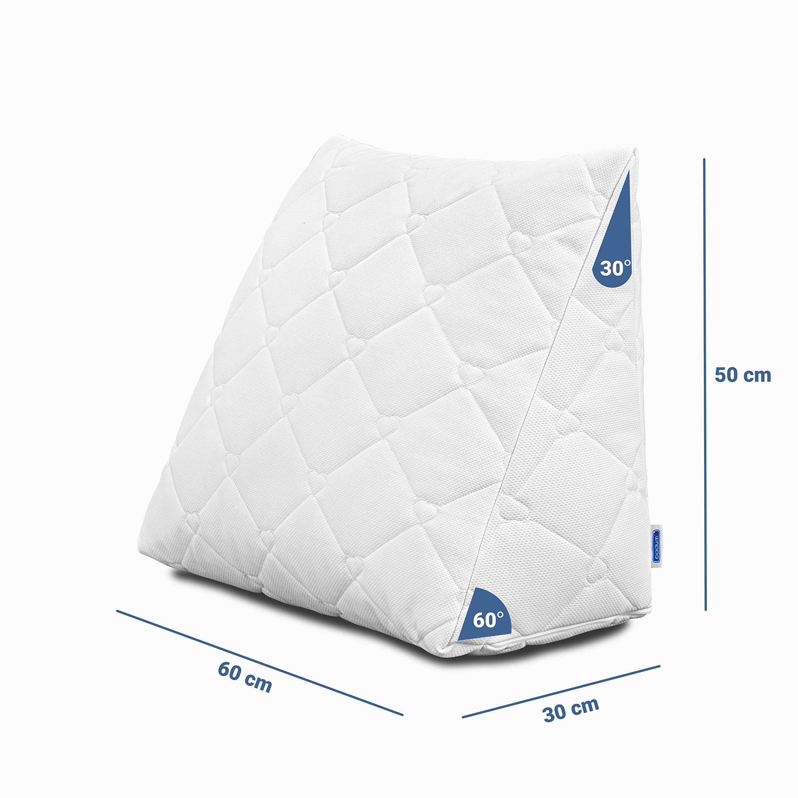 Badum - Poduszka pod plecy – poduszka klinowa na łóżko – 60 x 50 x 30 cm poduszka do książek, sofa, kanapa, poduszka do czytania, oglądania telewizji, refluks, poszewka z bawełny nadająca się do
