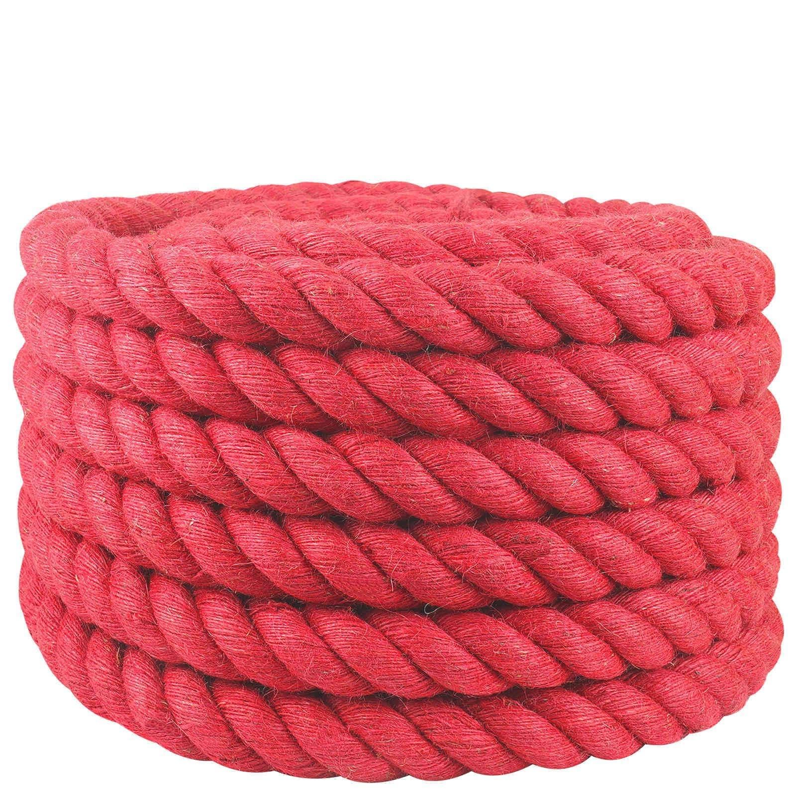 Cuerda de yute 36 mm Rojo, 100% yute Tossa natural, 3 hebras