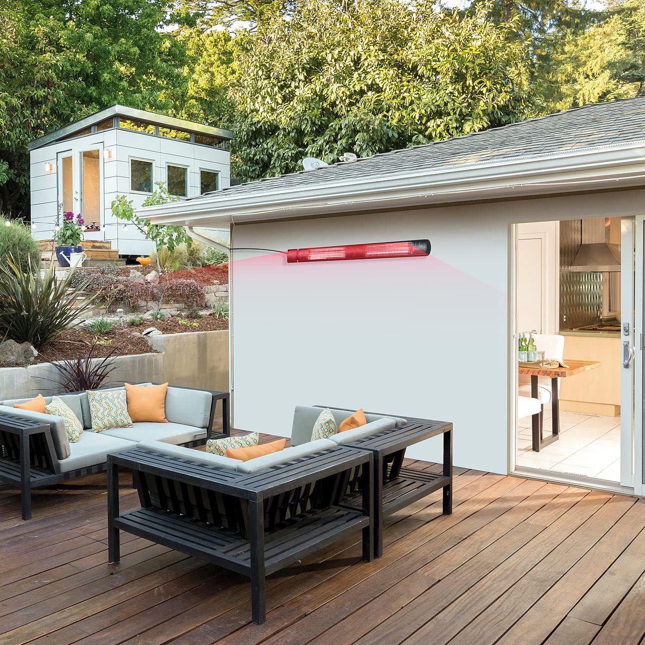 Semptec Urban Survival Technology Terassenstrahler: IR-Außen-Heizstrahler, Goldröhre, 3000 W, IP65, Fernbedienung, schwarz (Wärmestrahler, Wandheizstrahler, Heizer)