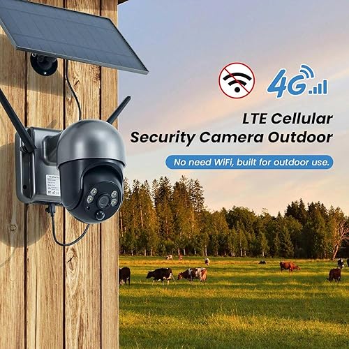 Miniatura 2 de Cámara de seguridad celular 4G inalámbrica para exteriores alimentada por energía solar con tarjeta SIM, no necesita WiFi, detección de movimiento,