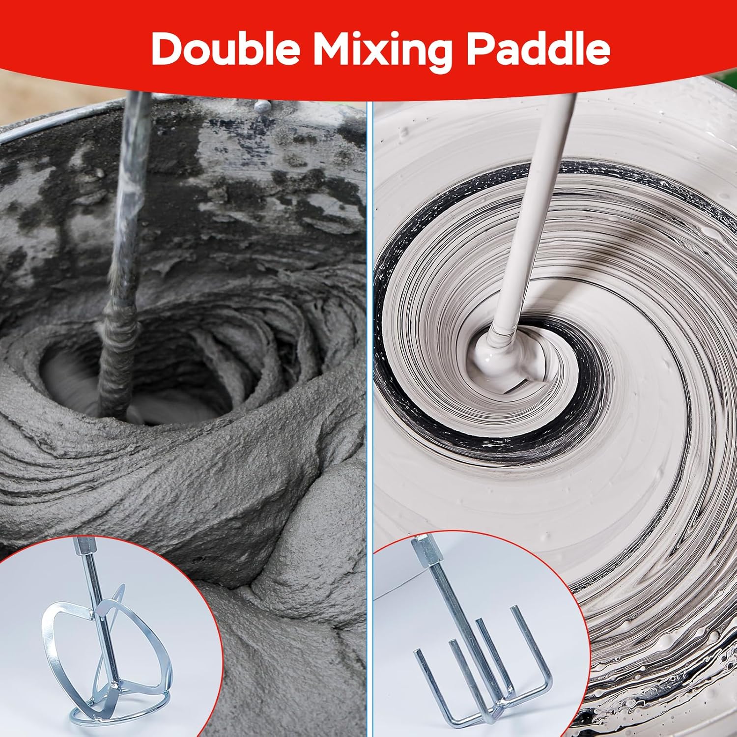 Electric Cement Concrete Mixer - 2300W Handheld Mud Mixer 6 Adjustable Speed for Mixing Cement Mortar Paint Plaster Fodder