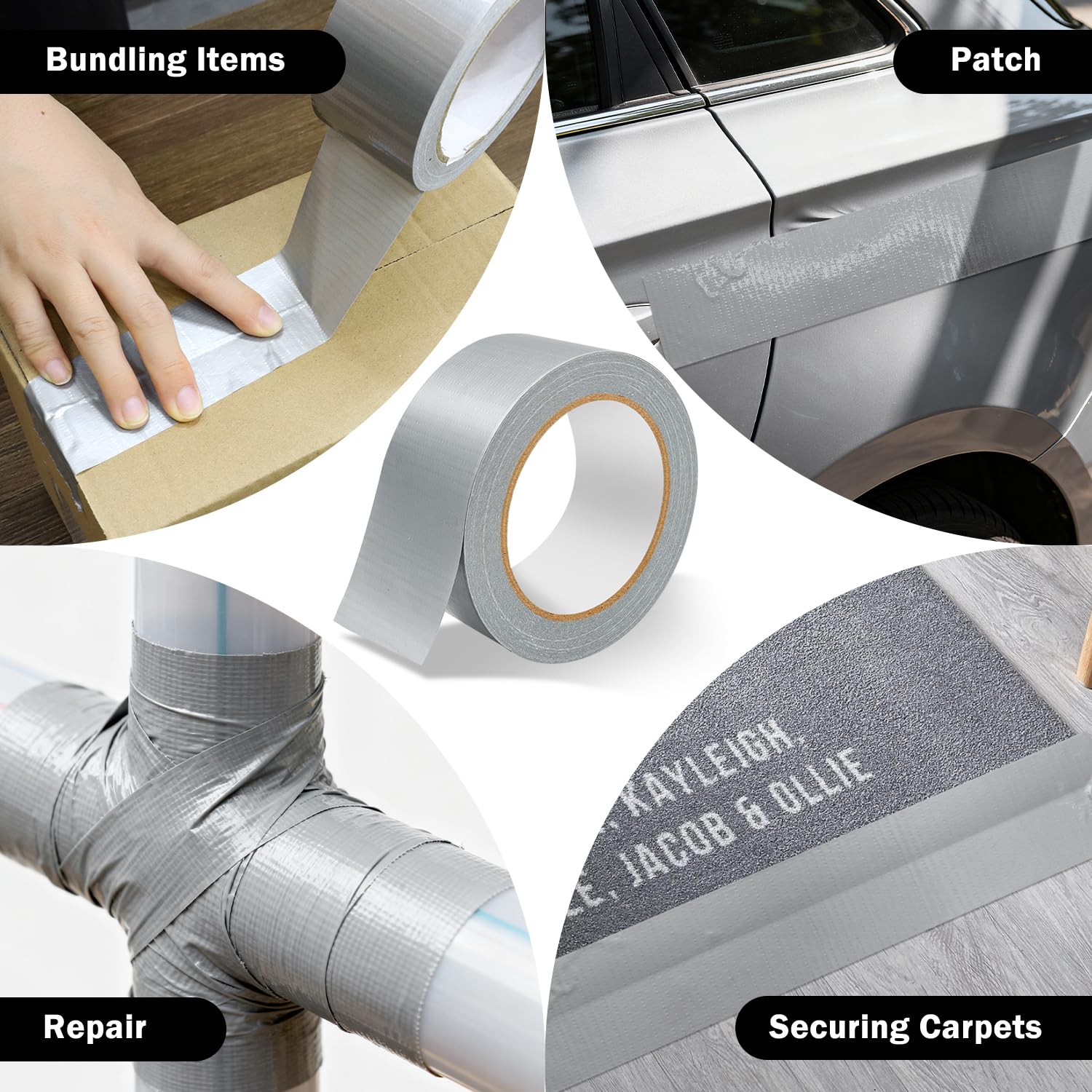Eliamo 3 Pack Duct Tape, 2 Inch X 90 Yards Heavy Duty Waterproof Silver Duct Tape Bulk, Strong, Easy Tear, No Residue for Indoor Outdoor Repairs, DIY, Crafts